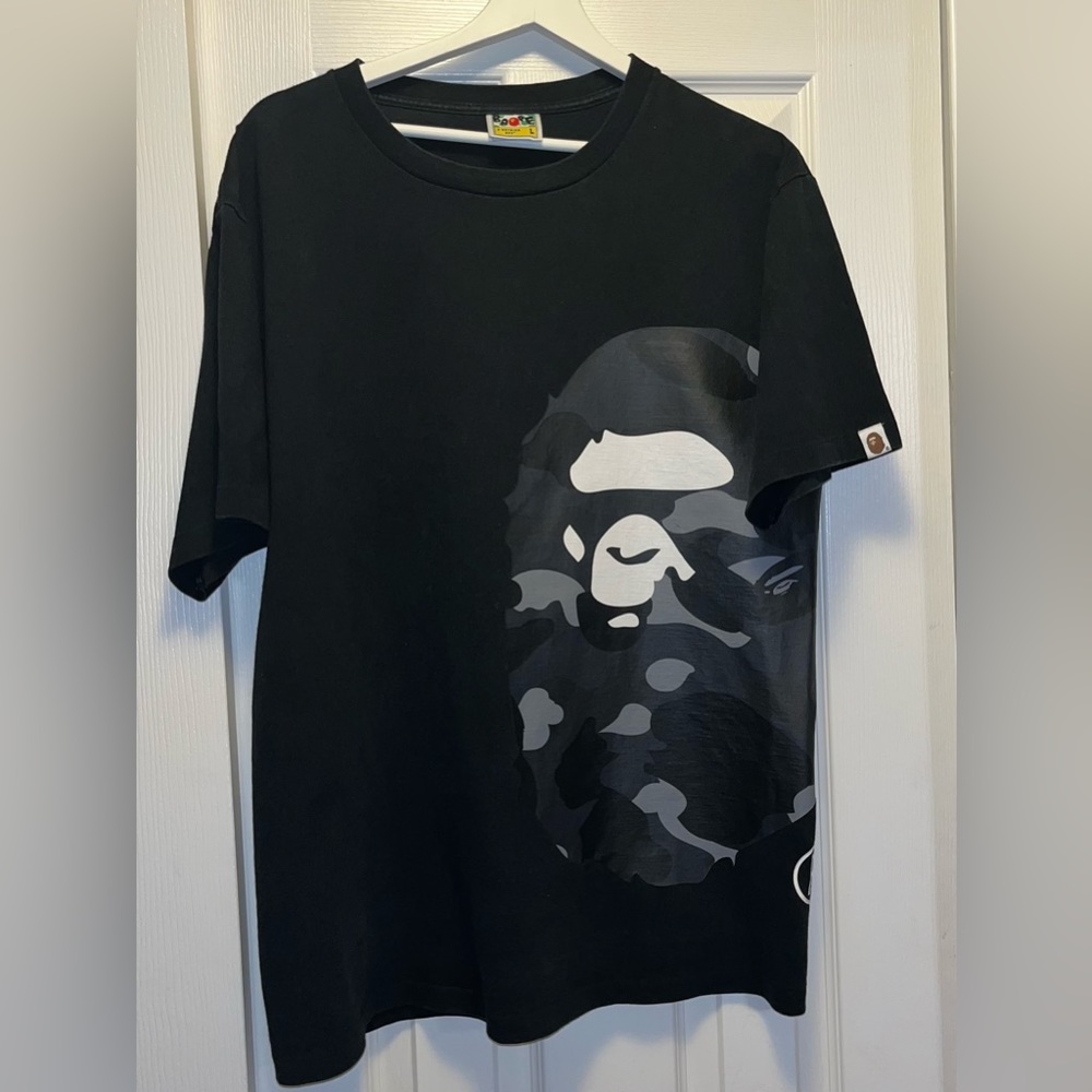 Black Bape Tshirt With Grey Camo Design
